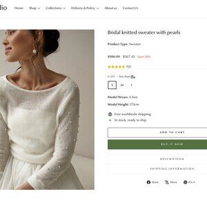bridal knit sweater with pearls ***NEVER WORN***